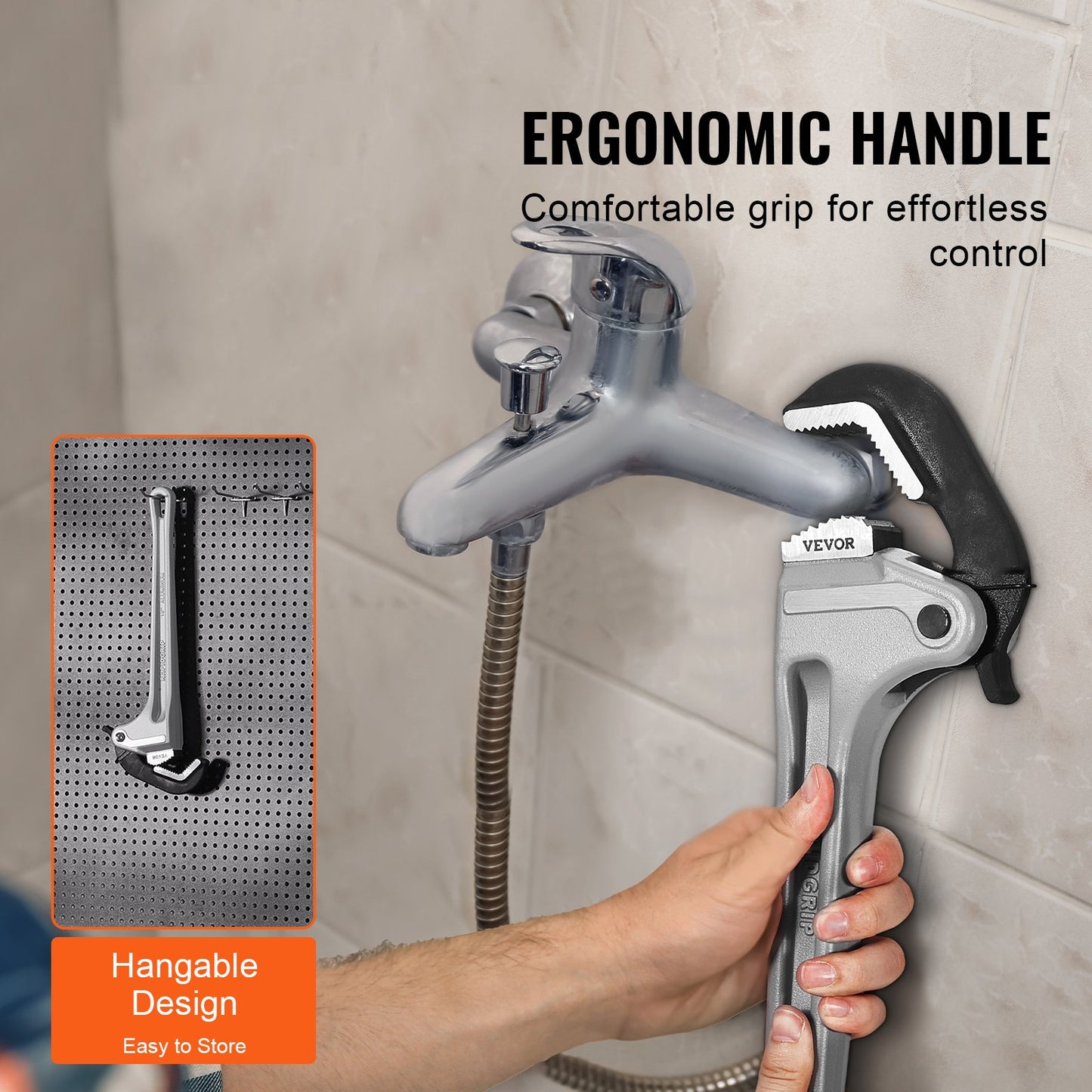 Aluminum Straight Pipe Wrench 18 In Automatic Jaw Adjustment 60CRV Jaw