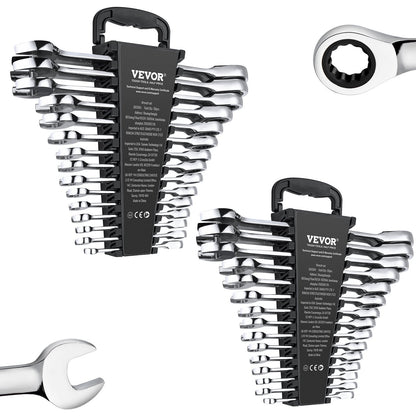 Combination Wrench Set, 30-Piece Ratcheting Wrench Set With Organizer Rack, Cr-V Steel Wrench Set SAE 1/4" To 1", Metric 8 Mm To 24 Mm, Ideal For General Household, Garage, Workshop, Emergency