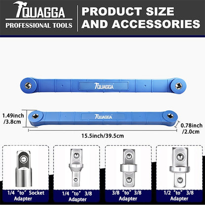 Offset Extension Wrench, Impact Grade Square Drive Adapters For Hard To Reach Fasteners In Tight Spaces 3 Piece Set