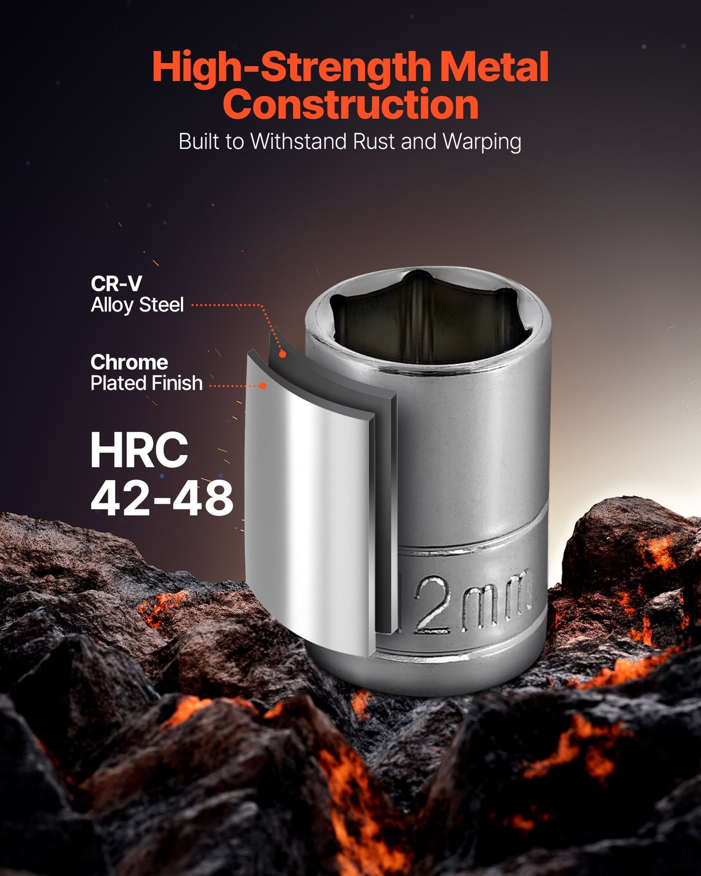 Socket Set, 27 Pieces, 1/4 Inch Drive Socket And Ratchet Set, SAE And Metric, Mechanic Tool Kit With Ratchet Wrench, Extension Bar And Storage Case, CR-V Alloy Steel, For Automotive Repair